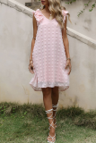 Elegant Dot Solid Stringy Selvedge V Neck Princess Dresses