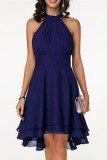 Fashion Street Solid Split Joint Halter A Line Dresses