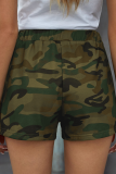Casual Print Draw String Pocket Straight Straight Bottoms