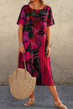 Casual College Print Patchwork O Neck Printed Dress Dresses