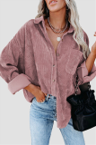 Casual Street Solid Buckle Turndown Collar Tops