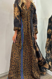 College Leopard Printing V Neck Printed Dress Dresses