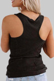 Fashion Sportswear Solid Split Joint U Neck Tops