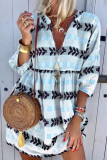 Fashion Street Print Patchwork V Neck Pleated Dresses