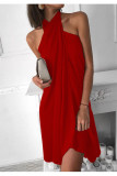 Sexy Solid Bandage O Neck Pencil Skirt Dresses(7 Colors)