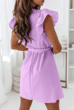 Fashion Street Solid Patchwork V Neck A Line Dresses