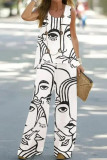 Casual Print Patchwork O Neck Sleeveless Two Pieces