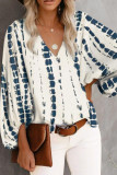 Fashion Casual Print Split Joint V Neck Tops
