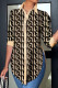 Khaki Casual Print Patchwork Buckle Turndown Collar Tops