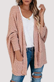 Casual Solid Pocket V Neck Tops Sweater