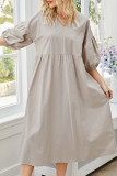 Fashion Casual Solid Split Joint V Neck Princess Dresses