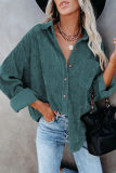 Casual Street Solid Buckle Turndown Collar Tops