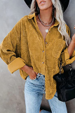 Casual Street Solid Buckle Turndown Collar Tops