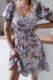 Fashion Casual Print Split Joint Square Collar A Line Dresses