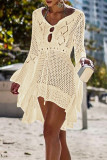 Fashion Vacation Solid Hollowed Out Swimwears Cover Up