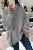 Fashion Solid Patchwork Turtleneck Tops
