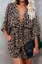 Fashion Elegant Striped Print Strap Design V Neck Loose Rompers