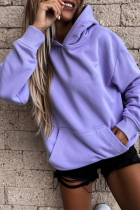 Casual Street Solid Patchwork Pocket Hooded Collar Tops