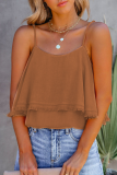 Fashion Solid Tassel Split Joint U Neck Tops