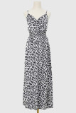 Sexy Vacation Leopard Patchwork V Neck Sling Dress Dresses