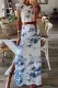 Fashion Street Print Slit O Neck Irregular Dress Dresses