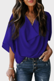 Casual Solid Patchwork V Neck Tops