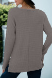 Fashion Casual Solid Split Joint V Neck T-Shirts