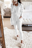 Casual Solid Patchwork O Neck Long Sleeve Two Pieces(9 Colors)