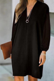Casual Solid Patchwork V Neck Straight Dresses