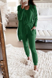 Casual Solid Patchwork O Neck Long Sleeve Two Pieces(9 Colors)