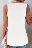 Casual Patchwork Lace Hollowed Out O Neck T-Shirts