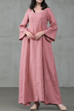 Casual College Solid Split Joint Square Collar A Line Dresses