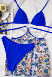 Fashion Vacation Print Split Joint Swimwears Three-piece Set