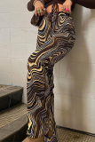 Fashion Street Print Basic Straight Wide Leg Full Print Bottoms