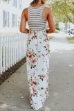 Casual Vacation Striped Print Patchwork Vest Dress Dresses
