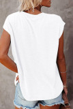 Fashion Street Solid Split Joint O Neck T-Shirts