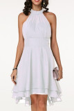 Fashion Street Solid Split Joint Halter A Line Dresses