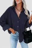 Casual Street Solid Buckle Turndown Collar Tops