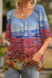 Fashion Casual Print Basic O Neck T-Shirts