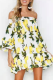Fashion Elegant Floral Split Joint Flounce Off the Shoulder Princess Dresses