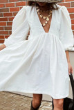 Fashion Sexy Solid Patchwork V Neck Princess Dresses
