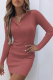 Sexy Patchwork Turndown Collar Pencil Skirt Dresses