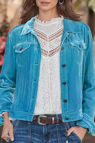 Casual Solid Patchwork Turndown Collar Outerwear