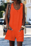 Fashion Casual Solid Patchwork O Neck Loose Rompers