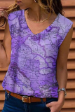 Casual Print Basic V Neck T-Shirts