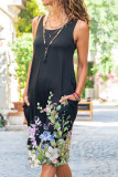 Fashion Street Print Split Joint O Neck A Line Dresses