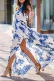 Fashion Elegant Floral Frenulum High Opening Halter A Line Dresses