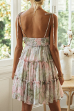 Fashion Elegant Floral Split Joint Stringy Selvedge Strapless A Line Dresses