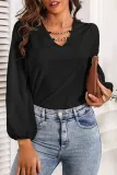 Fashion Elegant Solid Split Joint Chains V Neck Tops