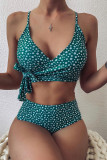Fashion Vacation Print Frenulum Swimwears